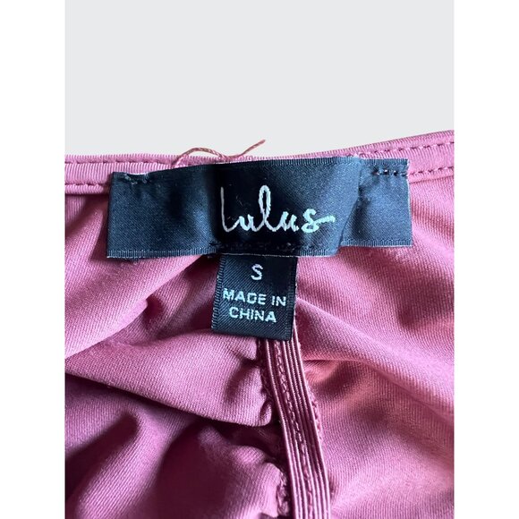 Lulus Certified Flirt Rusty Rose Ruched Long Sleeve Thong Bodysuit Size Small - Picture 5 of 13